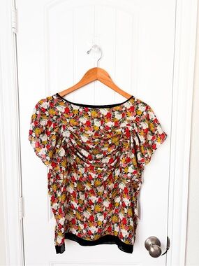 Anthropologie Lil Floral Blouse Silk Size 6
